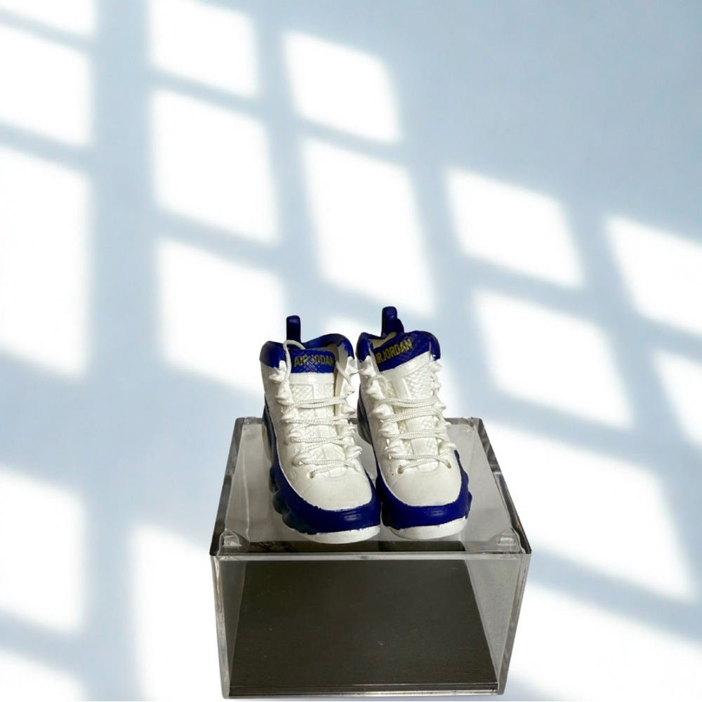 Mini White & Blue Collectible Sneakers | Labubu Display Shoes w/ Case & Box